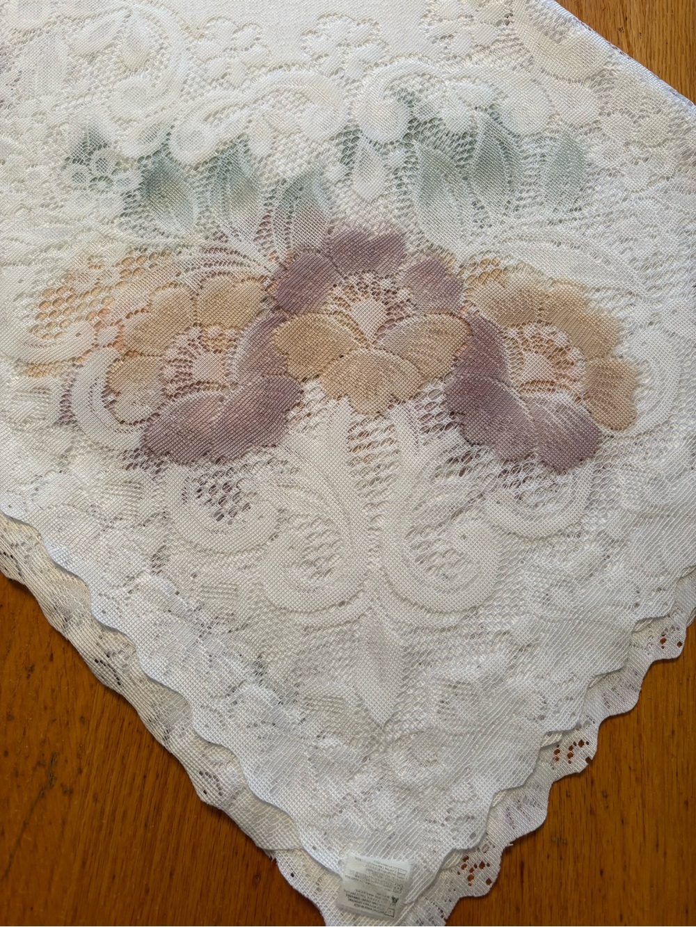Floral Lace Tablecloth in Cream with Pastel Accents